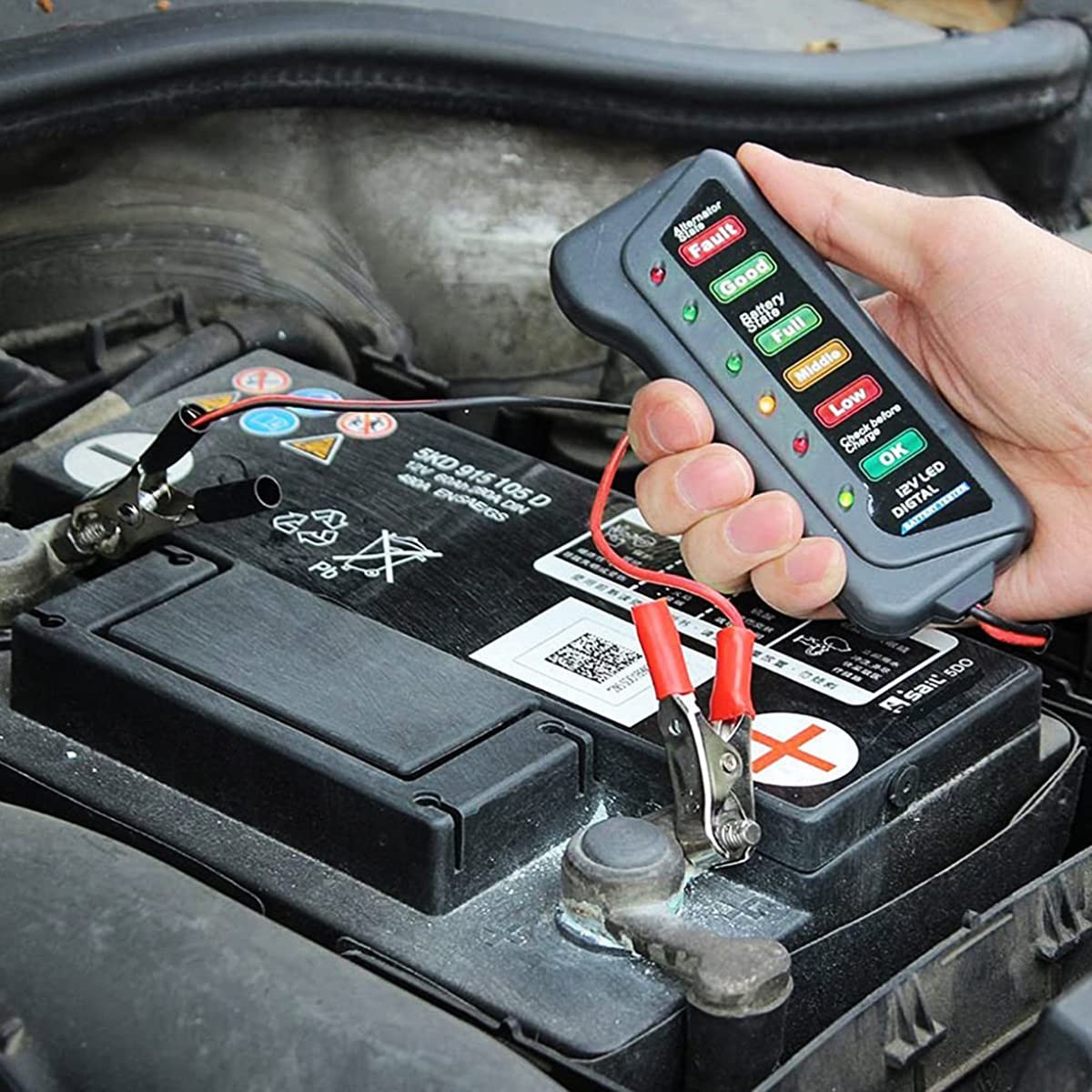 STHIRA Lukzer 12V Digital Battery Tester Alternator for Vehicles with 6 LED Lights STHIRA Lukzer 12V Digital Battery Tester Alternator for Vehicles with 6 LED Lights